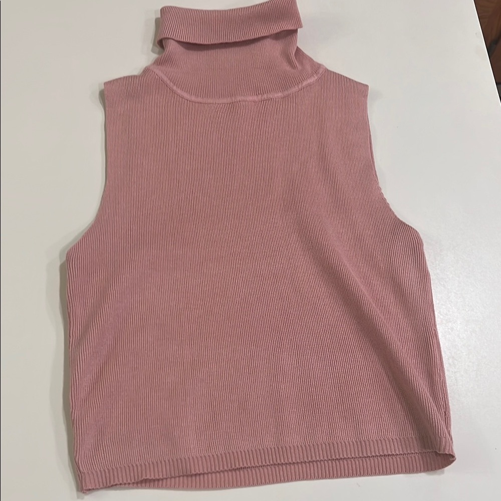 Haute Monde - Blush Pink Sleeveless Turtleneck Top